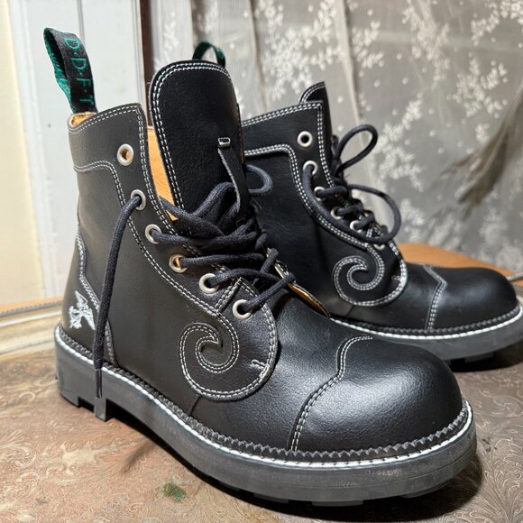 John Fluevog Vegan Derby Swirl Boots - Picture 1 of 8